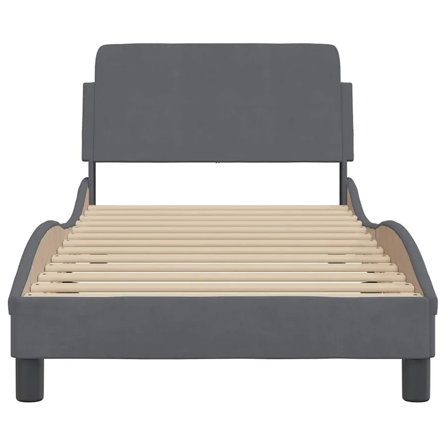 Cadre de lit Dover Gris foncé 90x190 cm velours - 4