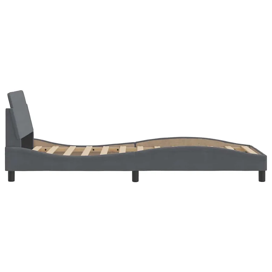 Cadre de lit Dover Gris foncé 90x190 cm velours - 5