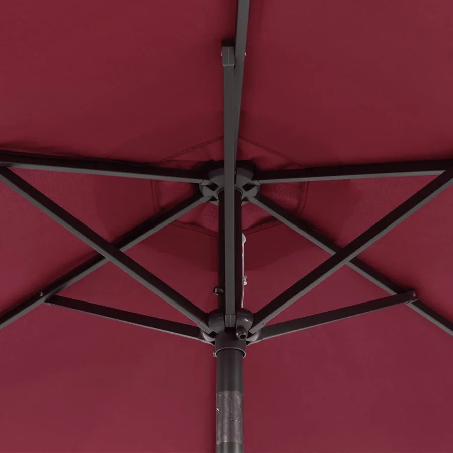 Parasol de jardin avec LED mât en acier bordeaux 225x225x212 cm - 12