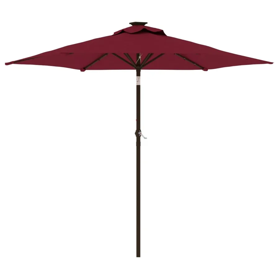 Parasol de jardin avec LED mât en acier bordeaux 225x225x212 cm - 2