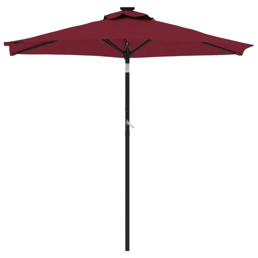 Parasol de jardin avec LED mât en acier bordeaux 225x225x212 cm - 4