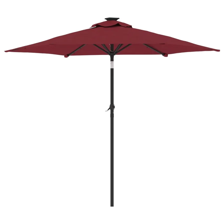 Parasol de jardin avec LED mât en acier bordeaux 225x225x212 cm - 6