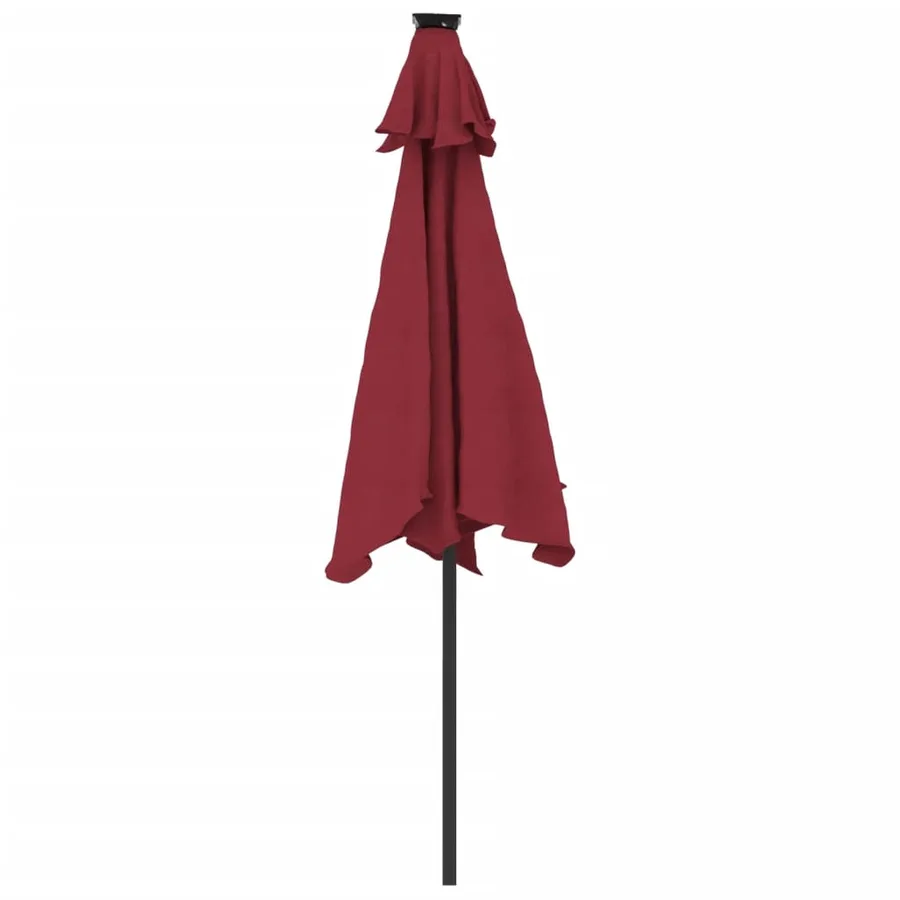 Parasol de jardin avec LED mât en acier bordeaux 225x225x212 cm - 7