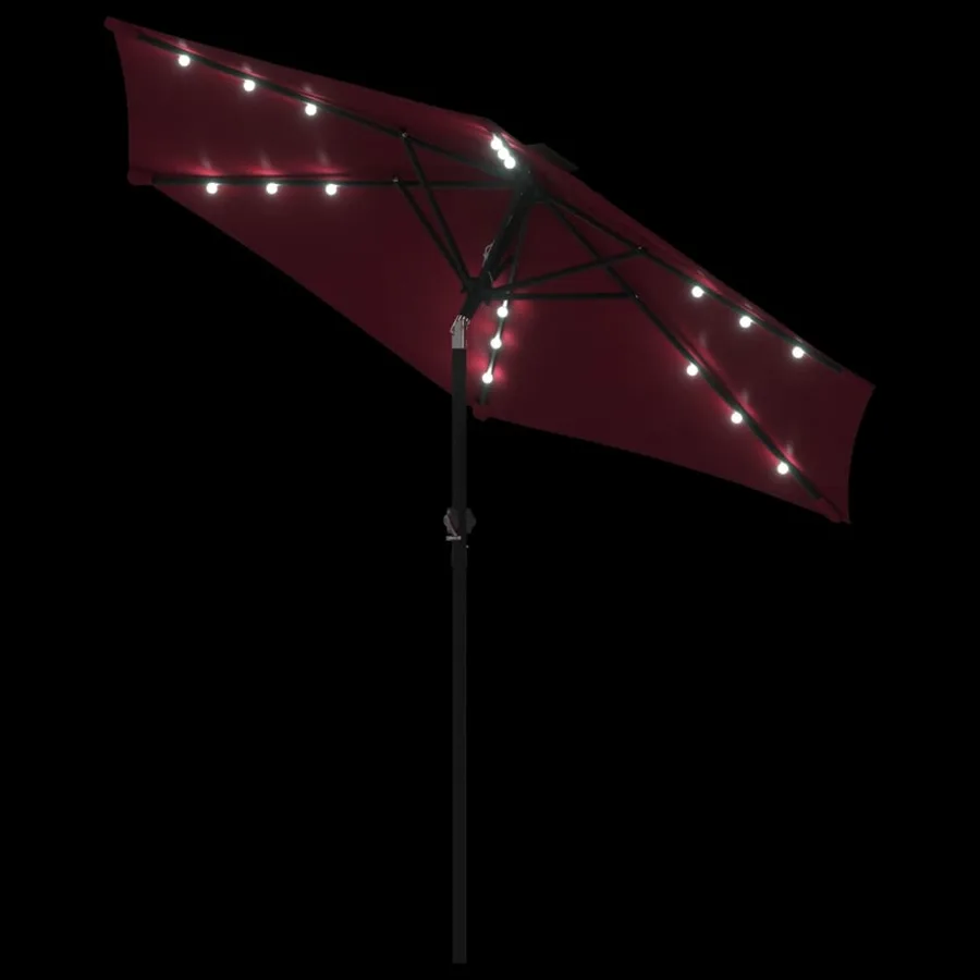Parasol de jardin avec LED mât en acier bordeaux 225x225x212 cm - 8