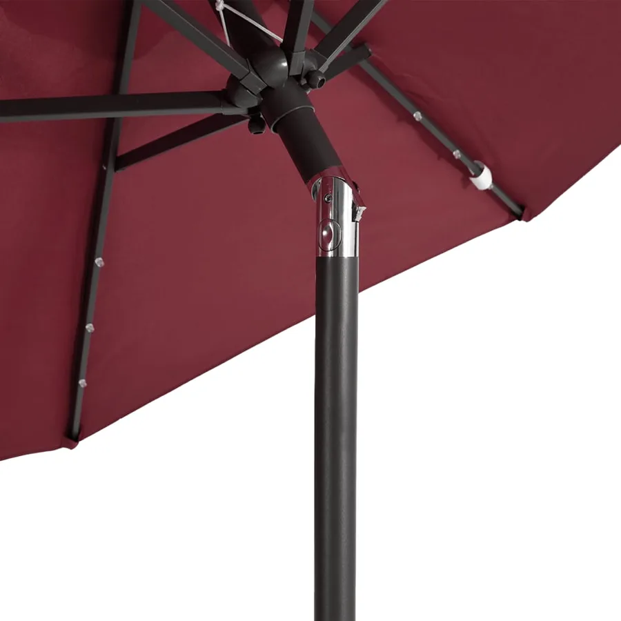 Parasol de jardin avec LED mât en acier bordeaux 225x225x212 cm - 9