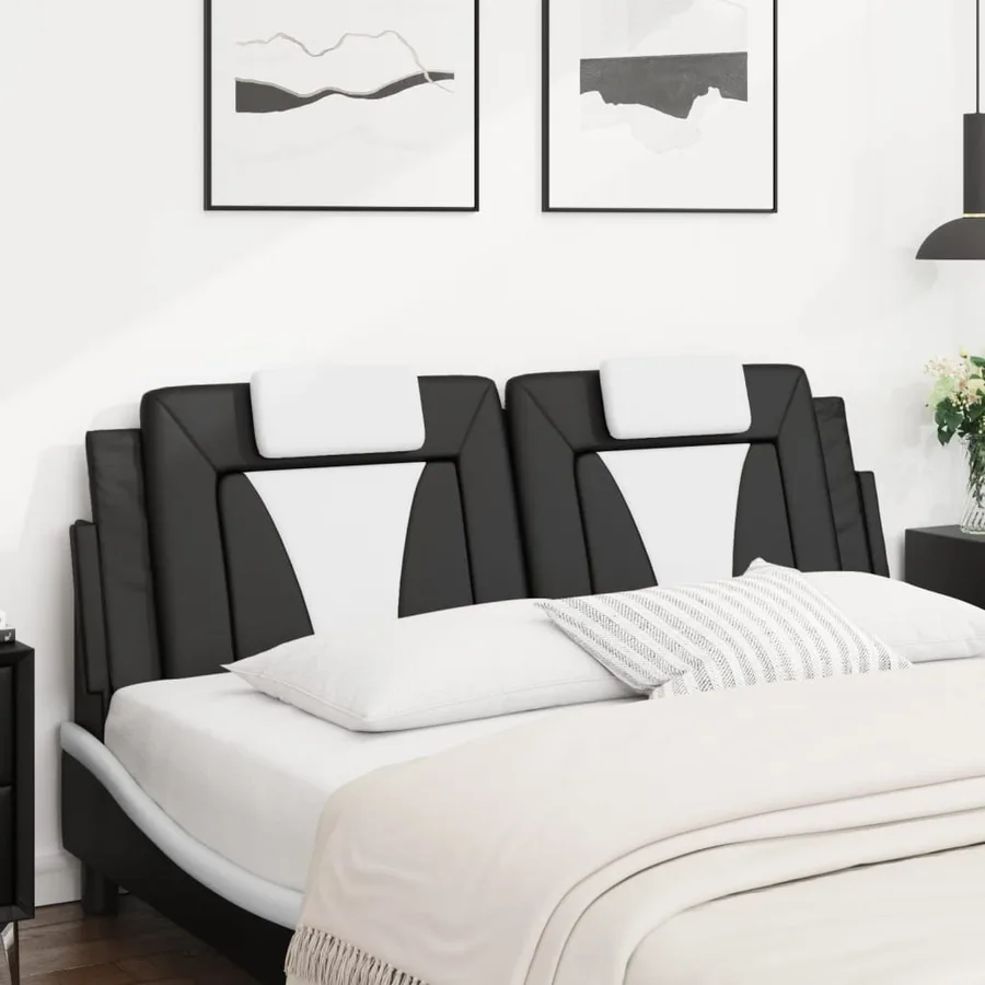 Coussin de tête de lit Viana noir et blanc 160 cm similicuir - 3