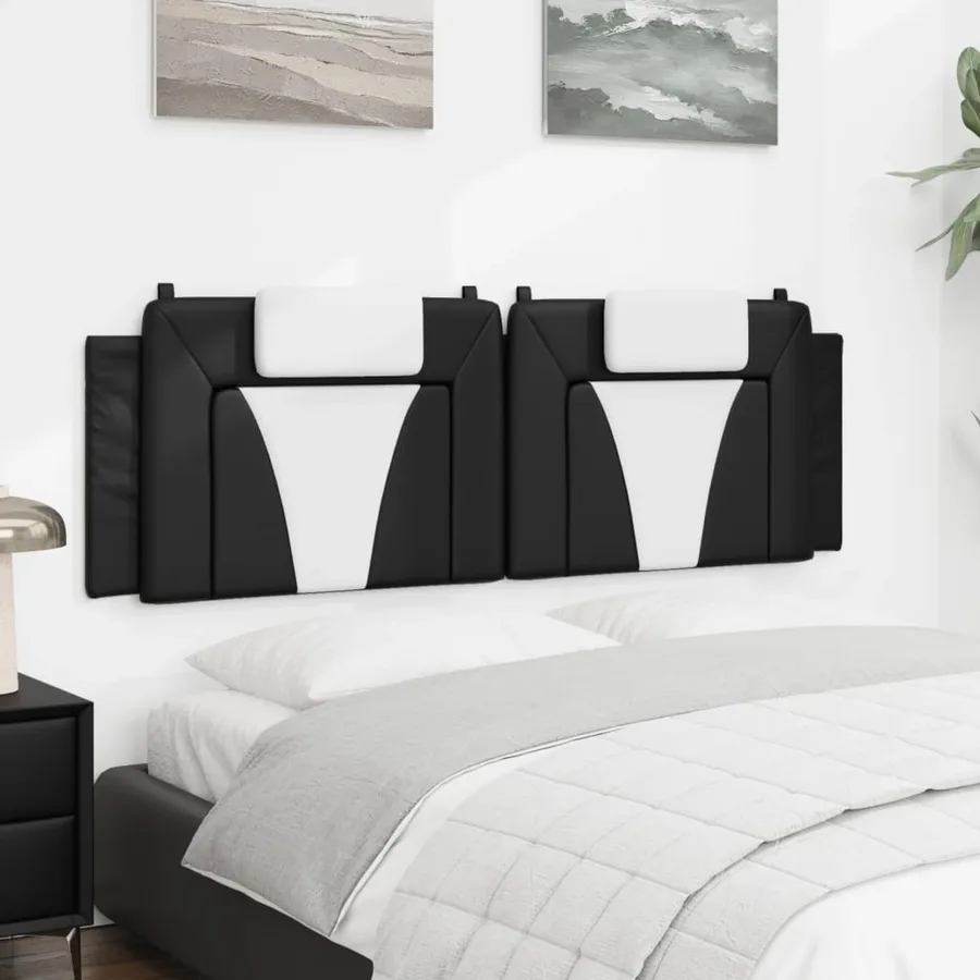 Coussin de tête de lit Viana noir et blanc 160 cm similicuir - 4
