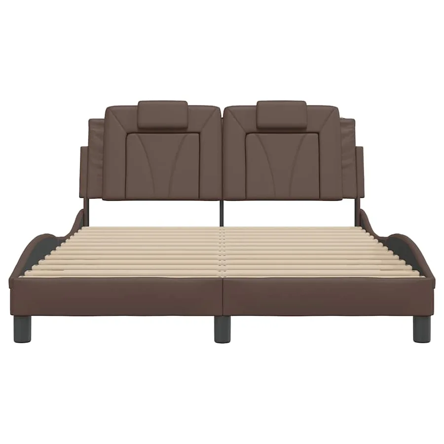 Cadre de lit Viana sans matelas marron 140x190 cm similicuir - 4