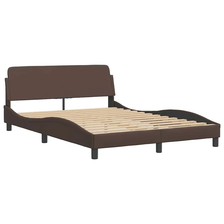 Cadre de lit Viana sans matelas marron 140x190 cm similicuir - 5
