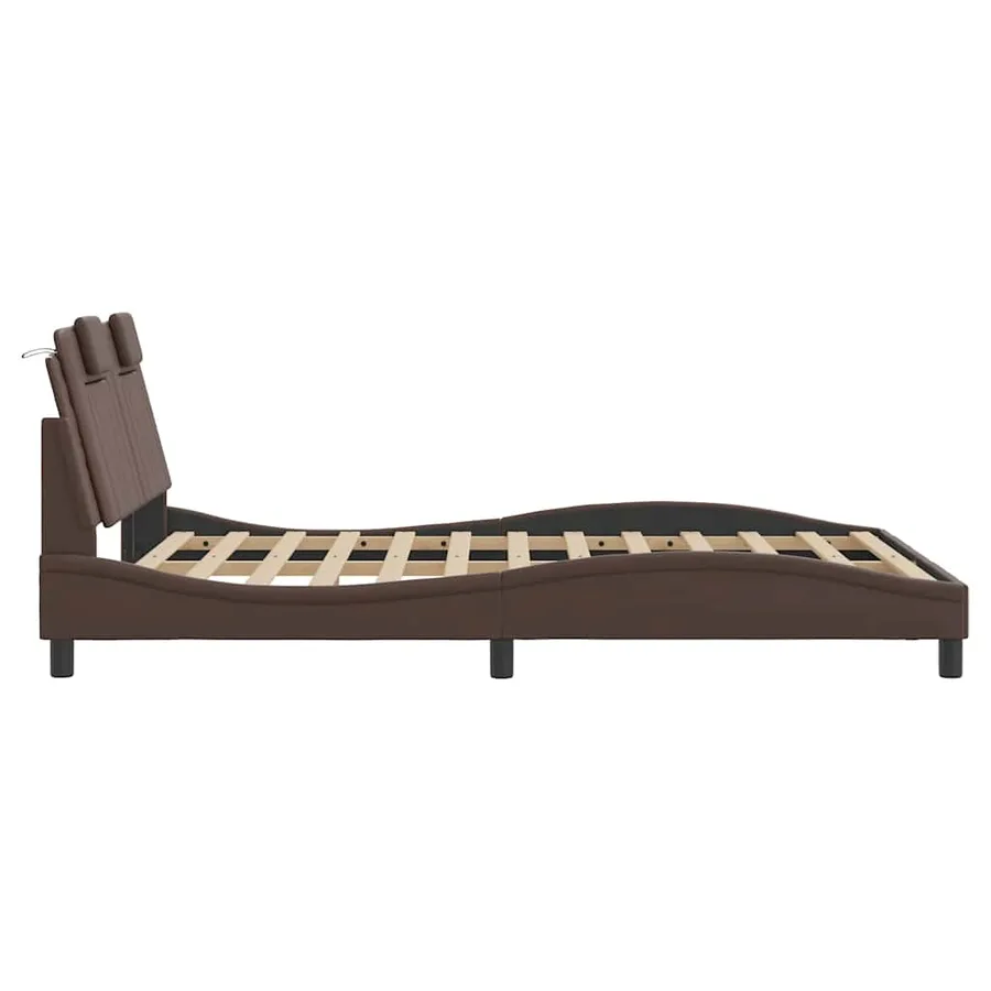 Cadre de lit Viana sans matelas marron 140x190 cm similicuir - 7