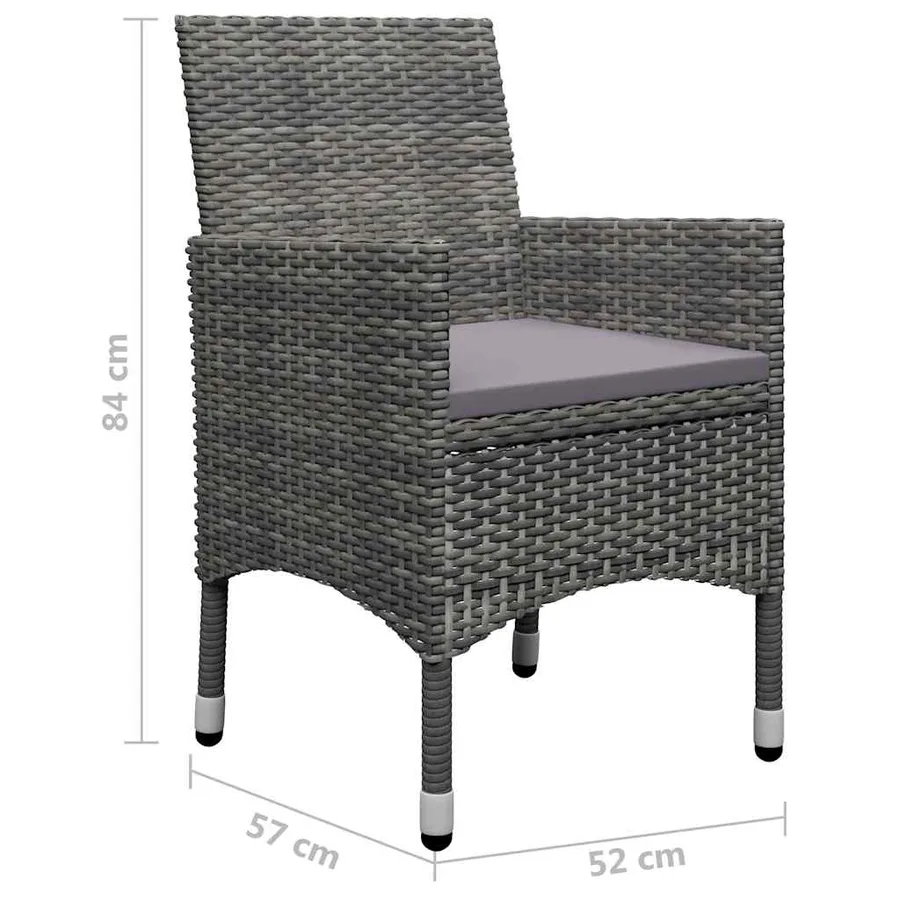 Ensemble à manger de jardin 9 pcs Gris - 16