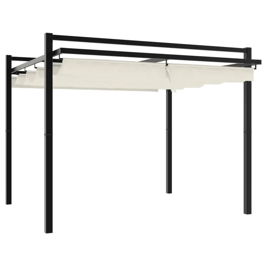 Tonnelle de jardin avec toit rétractable crème 3x3 m aluminium - 2