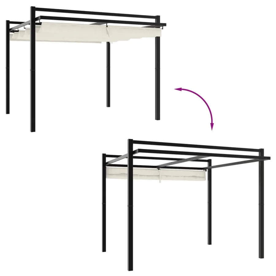 Tonnelle de jardin avec toit rétractable crème 3x3 m aluminium - 3