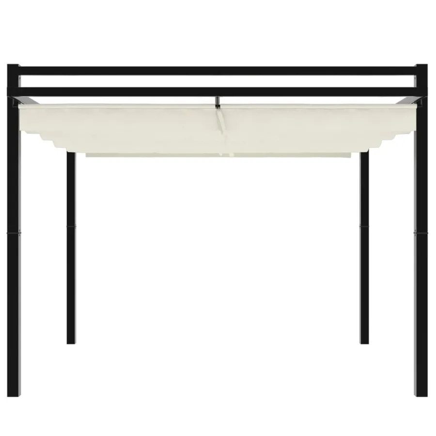 Tonnelle de jardin avec toit rétractable crème 3x3 m aluminium - 4