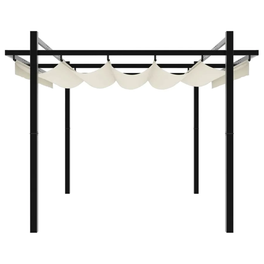 Tonnelle de jardin avec toit rétractable crème 3x3 m aluminium - 5