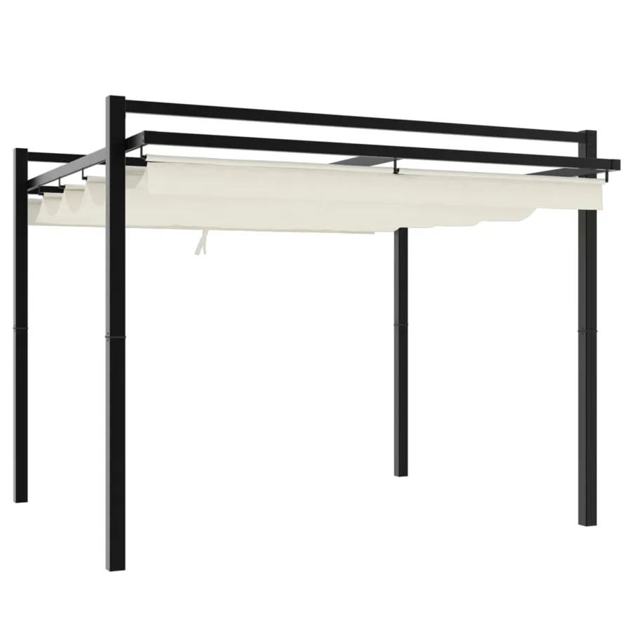 Tonnelle de jardin avec toit rétractable crème 3x3 m aluminium - 6
