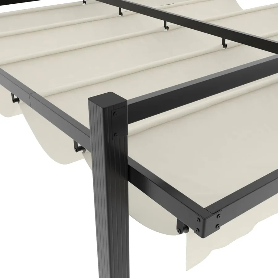 Tonnelle de jardin avec toit rétractable crème 3x3 m aluminium - 7