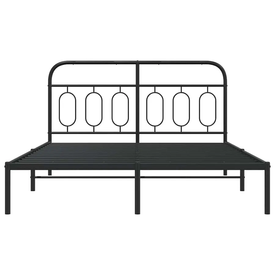Cadre de lit métal sans matelas avec tête de lit noir 150x200cm - 4