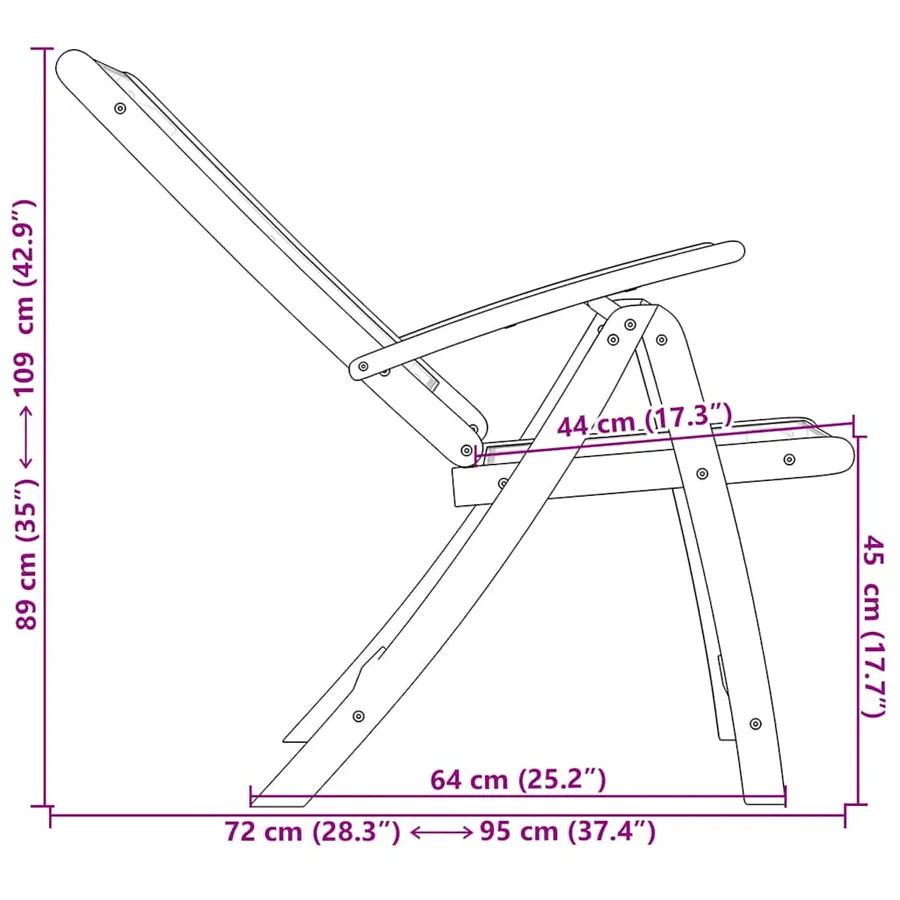 Chaises pliables de jardin lot de 2 bois d'acacia et textilène - 13