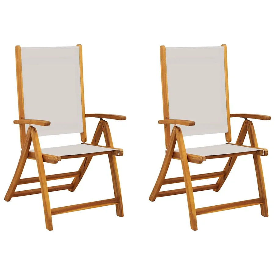 Chaises pliables de jardin lot de 2 bois d'acacia et textilène - 16