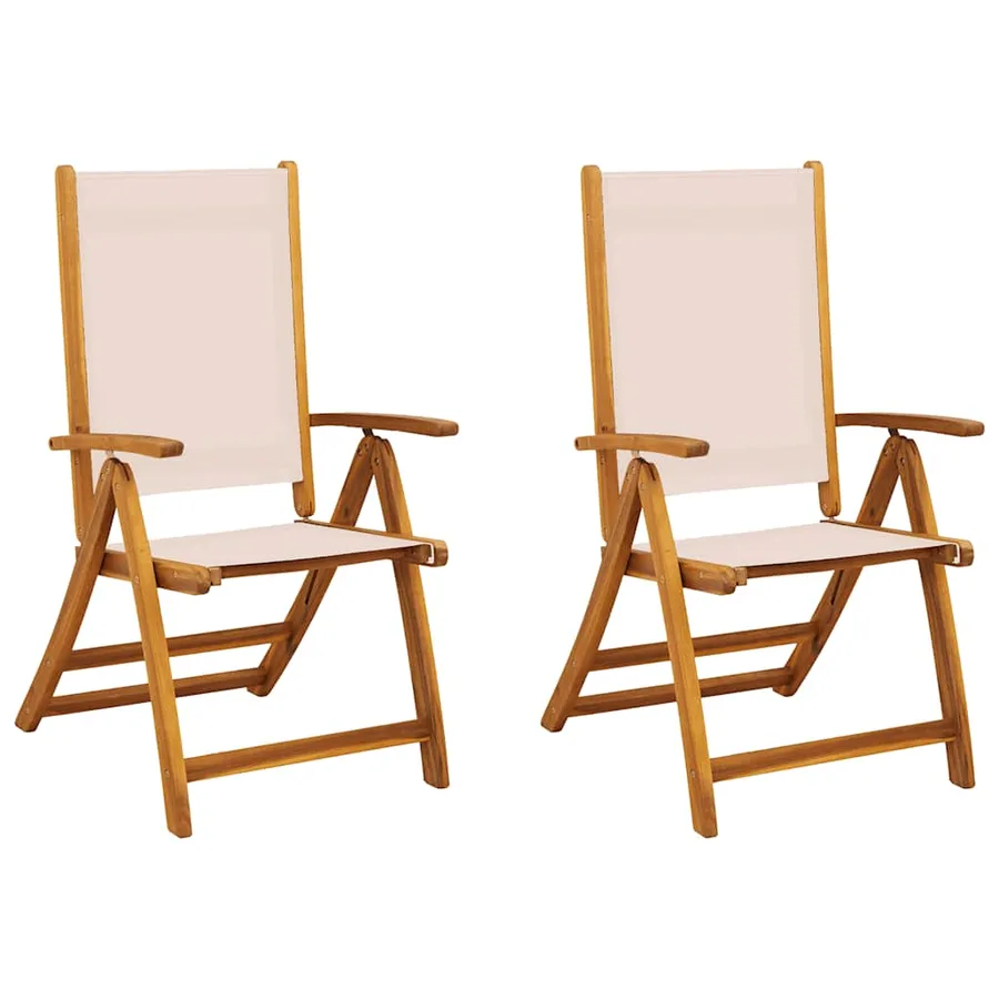 Chaises pliables de jardin lot de 2 bois d'acacia et textilène - 2