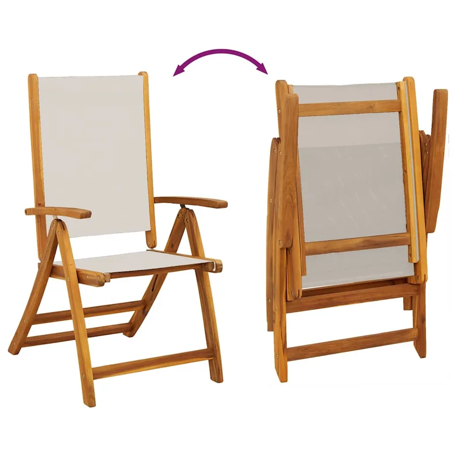 Chaises pliables de jardin lot de 2 bois d'acacia et textilène - 22