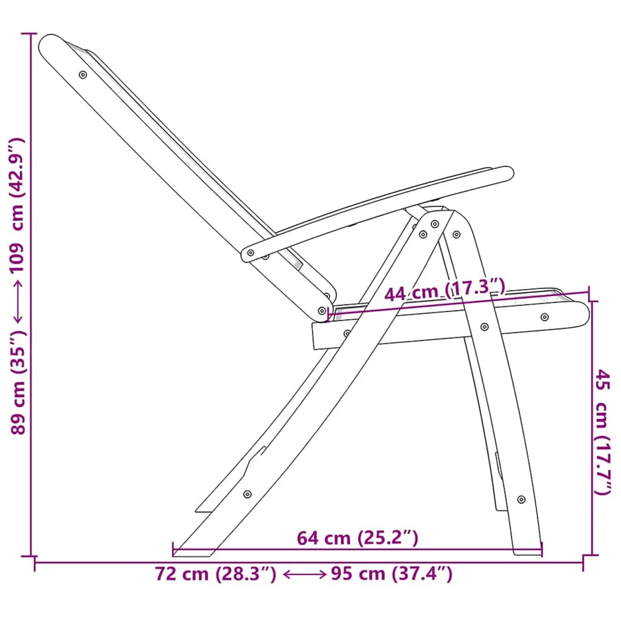 Chaises pliables de jardin lot de 2 bois d'acacia et textilène - 27