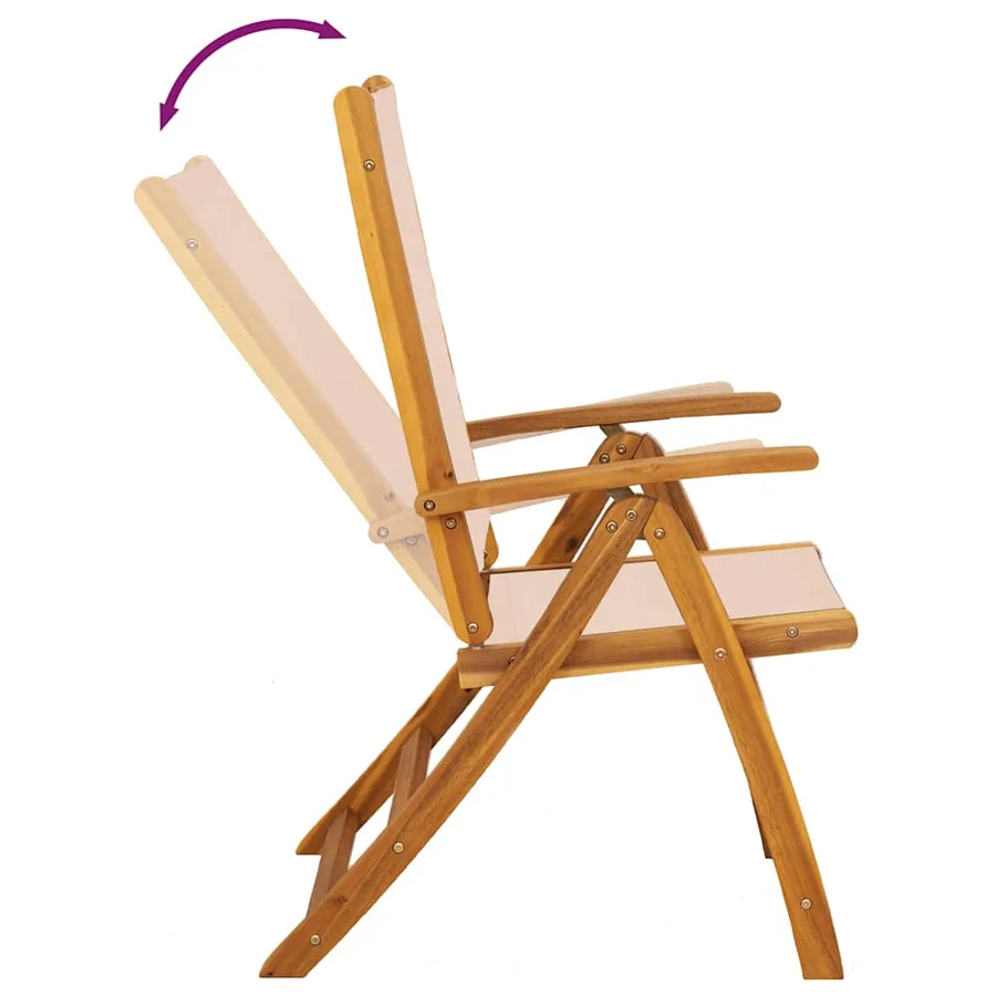 Chaises pliables de jardin lot de 2 bois d'acacia et textilène - 7
