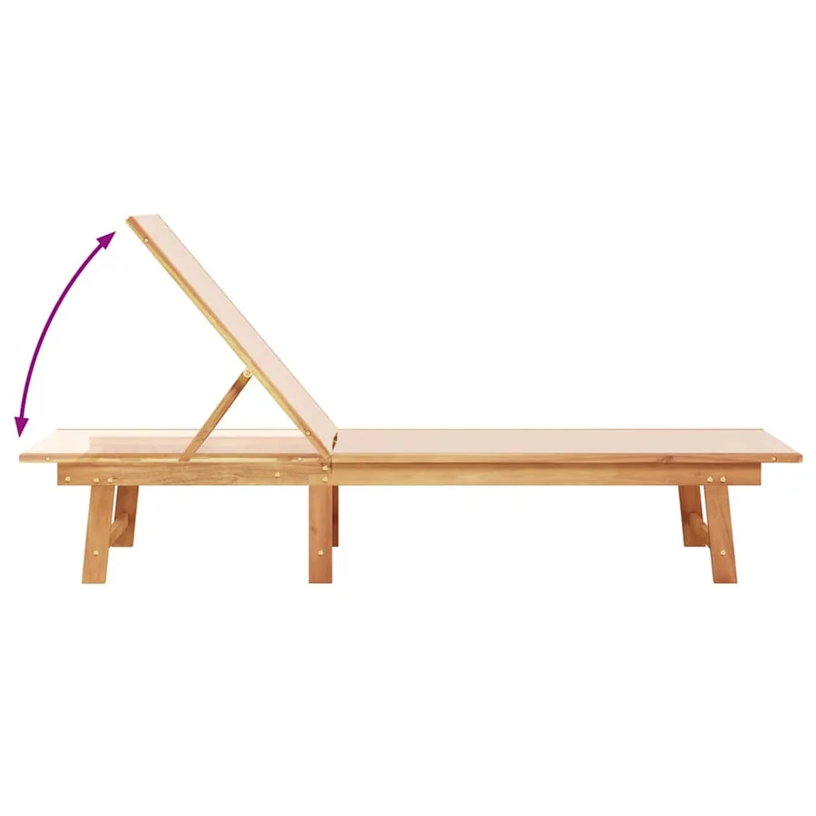 Chaise longue et table gris bois d'acacia solide et textilène - 17