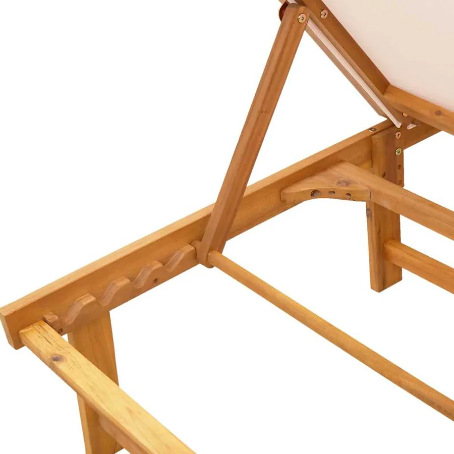 Chaise longue et table gris bois d'acacia solide et textilène - 19