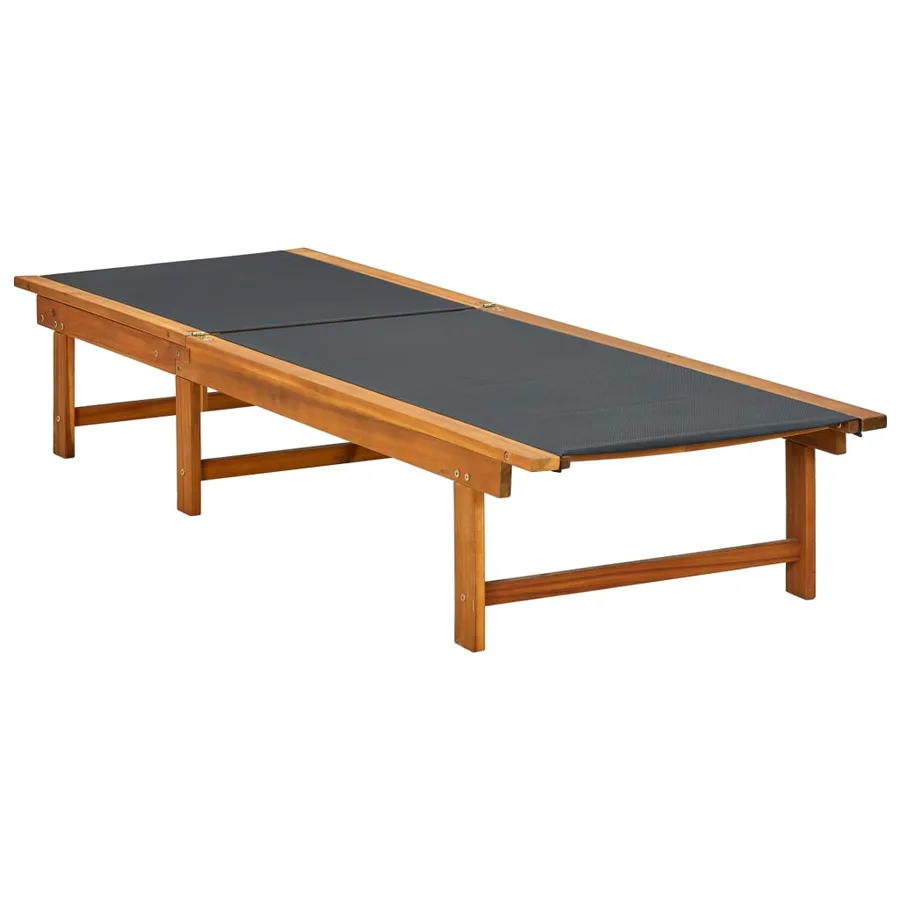 Chaise longue et table gris bois d'acacia solide et textilène - 37