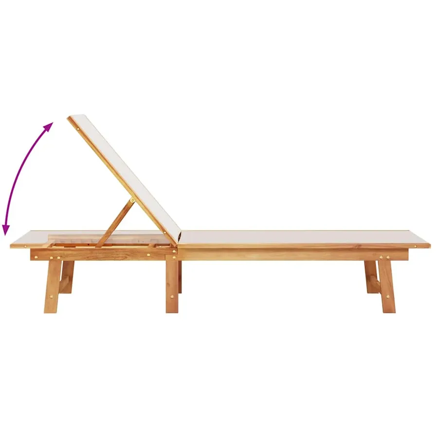 Chaise longue et table gris bois d'acacia solide et textilène - 6