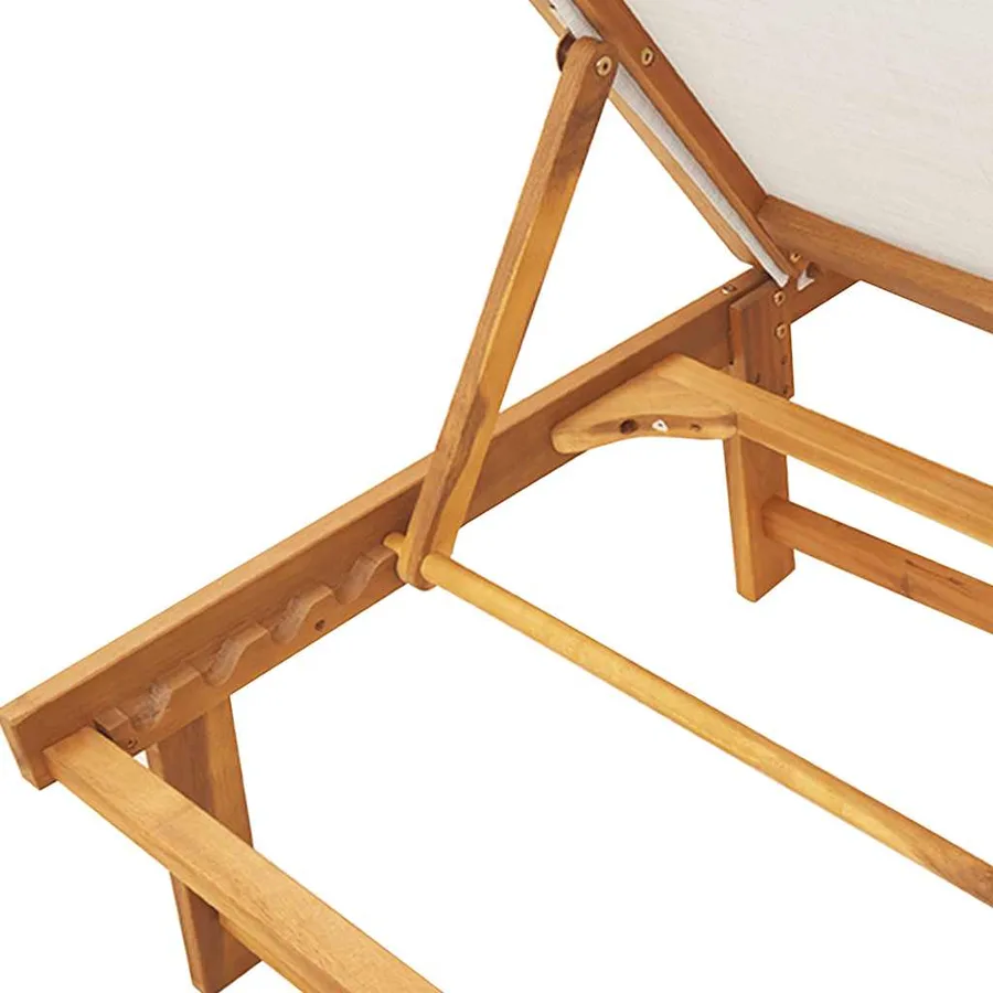 Chaise longue et table gris bois d'acacia solide et textilène - 8