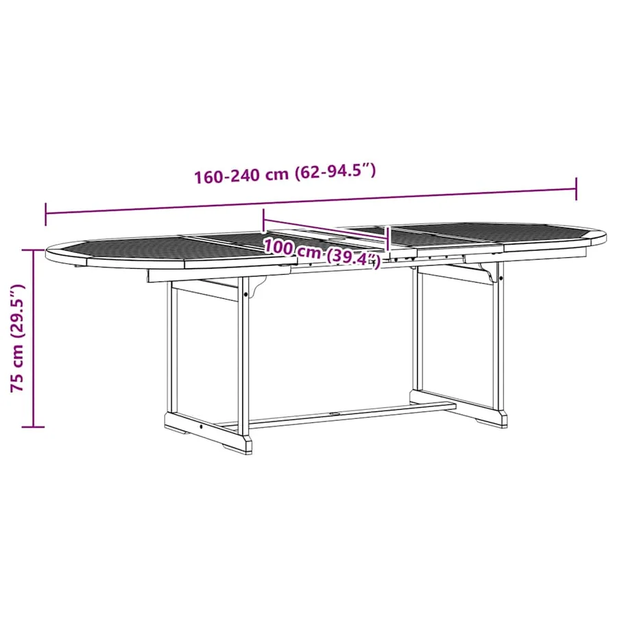 Ensemble à manger de jardin 9pcs bois d'acacia solide textilène - 14