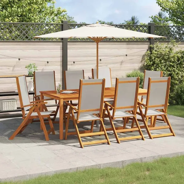 Chaises pliables de jardin lot de 8 bois d'acacia et textilène