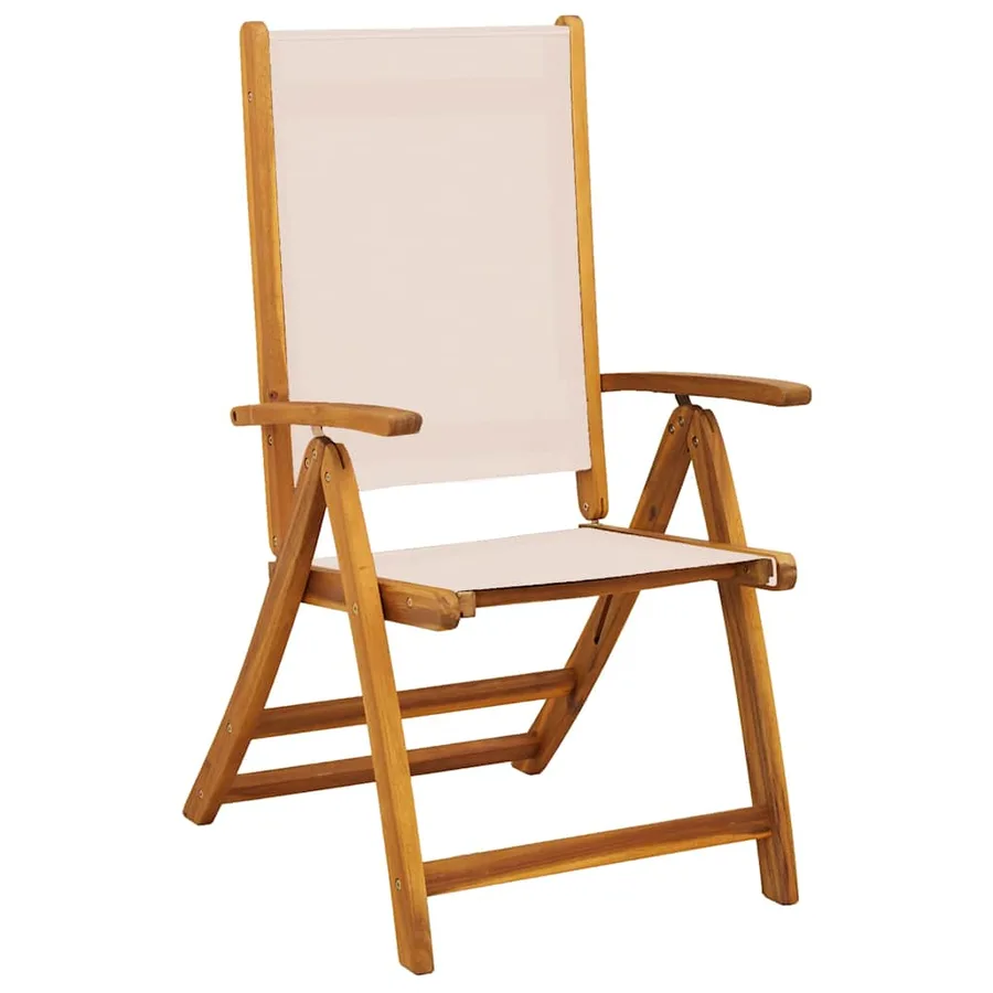 Chaises pliables de jardin lot de 8 bois d'acacia et textilène - 3