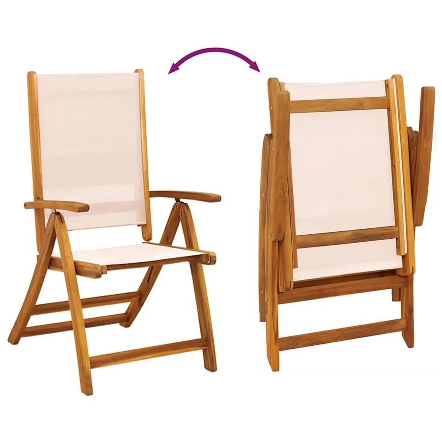 Chaises pliables de jardin lot de 8 bois d'acacia et textilène - 7