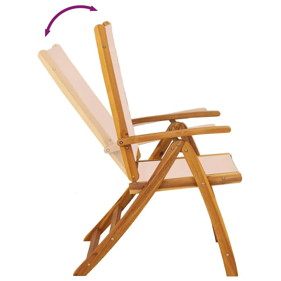 Chaises pliables de jardin lot de 8 bois d'acacia et textilène - 8