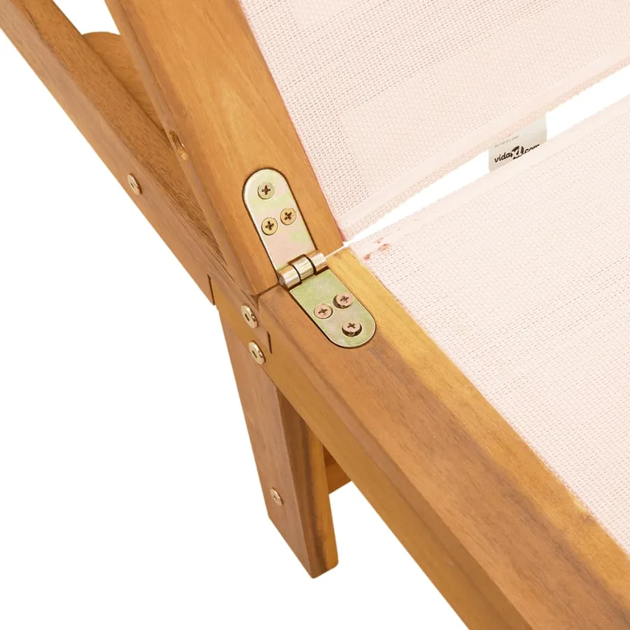 Chaises longues lot de 2 gris bois acacia solide et textilène - 14