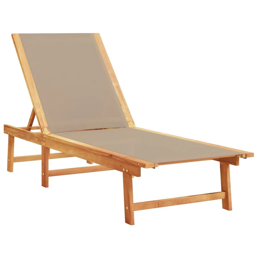 Chaises longues lot de 2 gris bois acacia solide et textilène - 19