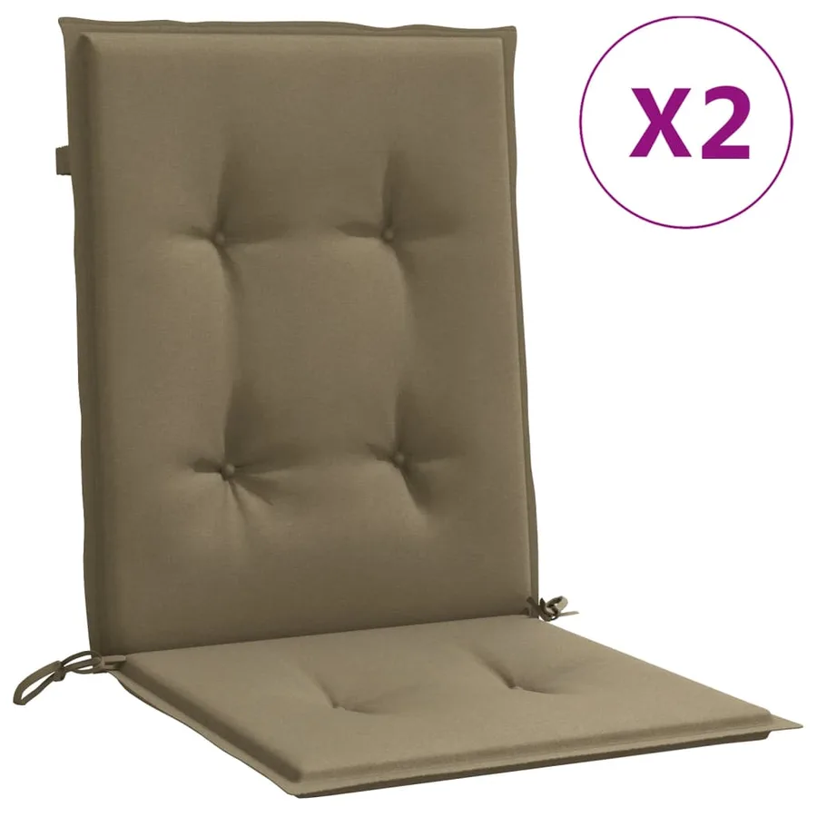 Coussins de chaise à dossier bas lot de 2 taupe mélangé tissu - 2