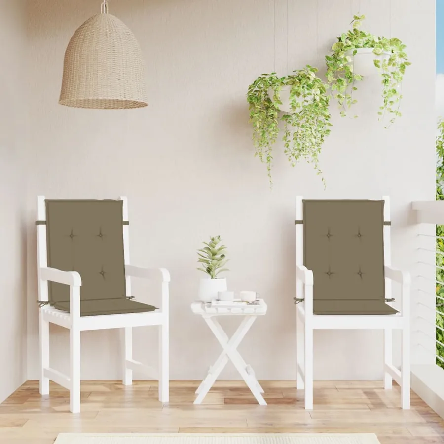 Coussins de chaise à dossier bas lot de 2 taupe mélangé tissu - 3