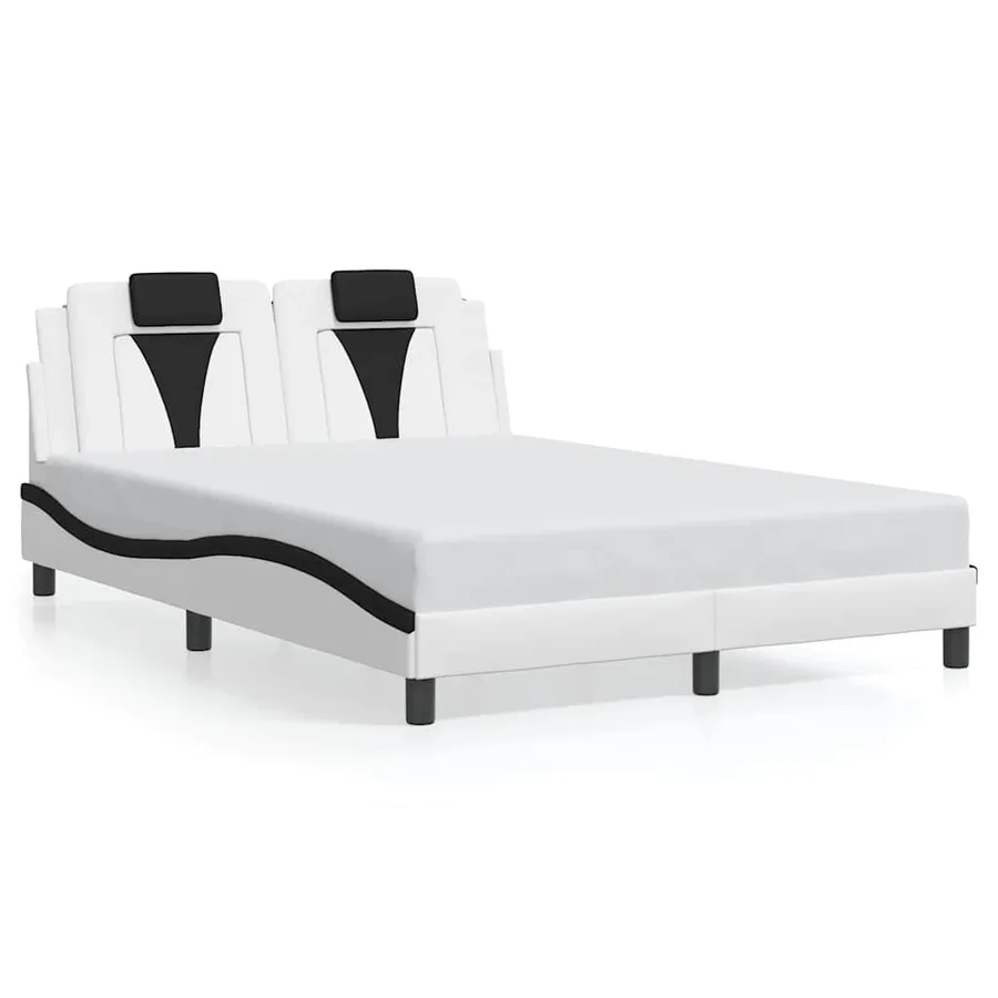 Cadre de lit Viana sans matelas blanc et noir 140x200 cm similicuir - 2