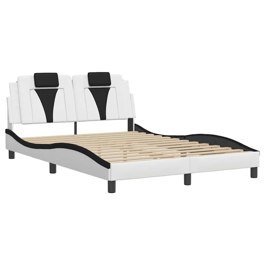 Cadre de lit Viana sans matelas blanc et noir 140x200 cm similicuir - 3