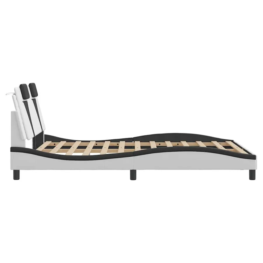 Cadre de lit Viana sans matelas blanc et noir 140x200 cm similicuir - 7