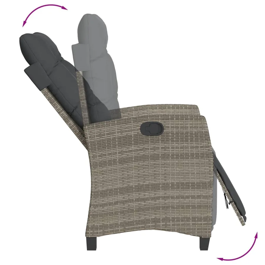 Ensemble de bistro 3 pcs avec coussins gris résine tressée - 8