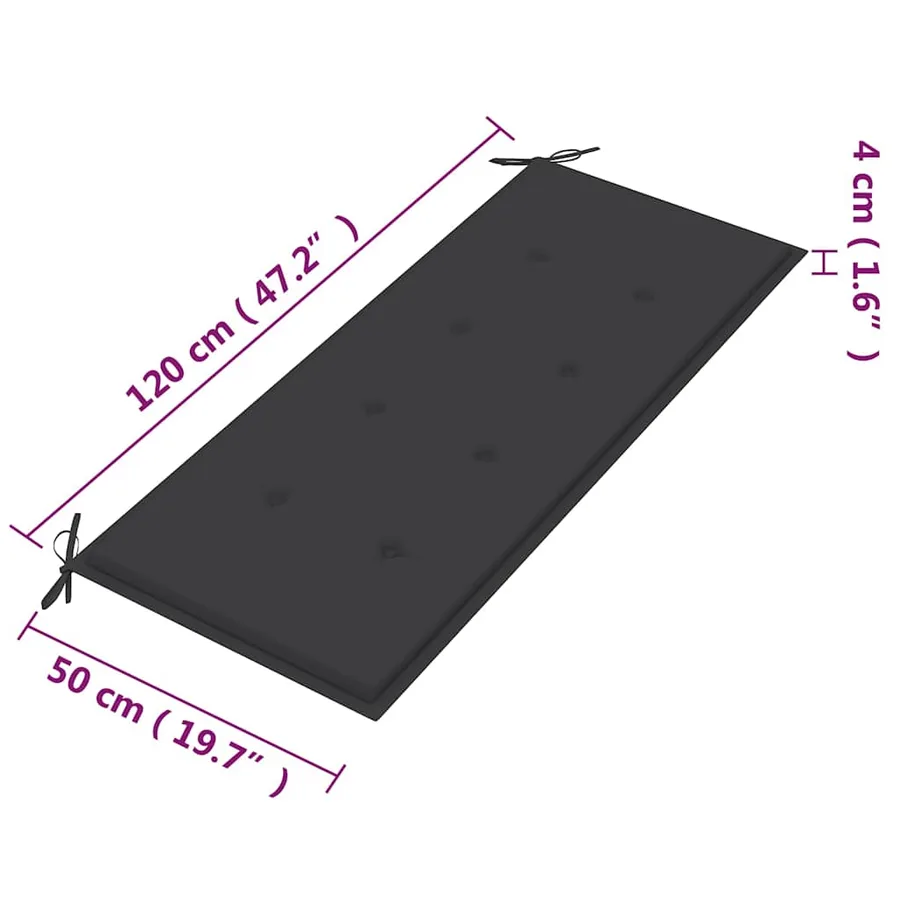 Banc de jardin 2 places avec coussin 120 cm Bois d'eucalyptus - 10