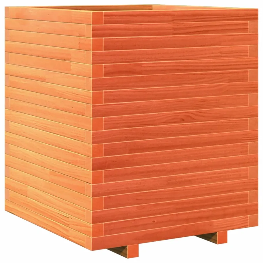 Jardinière cire marron 60x60x72 cm bois de pin massif - 7