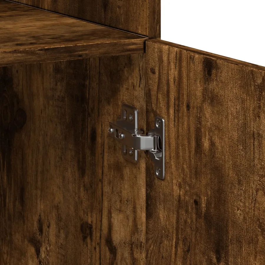 Armoire de rangement chêne fumé 70x42,5x225cm bois d'ingénierie - 10