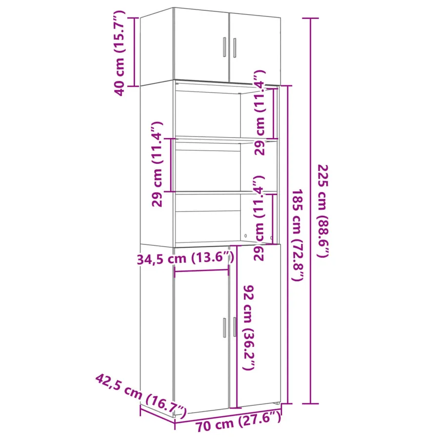 Armoire de rangement chêne fumé 70x42,5x225cm bois d'ingénierie - 13